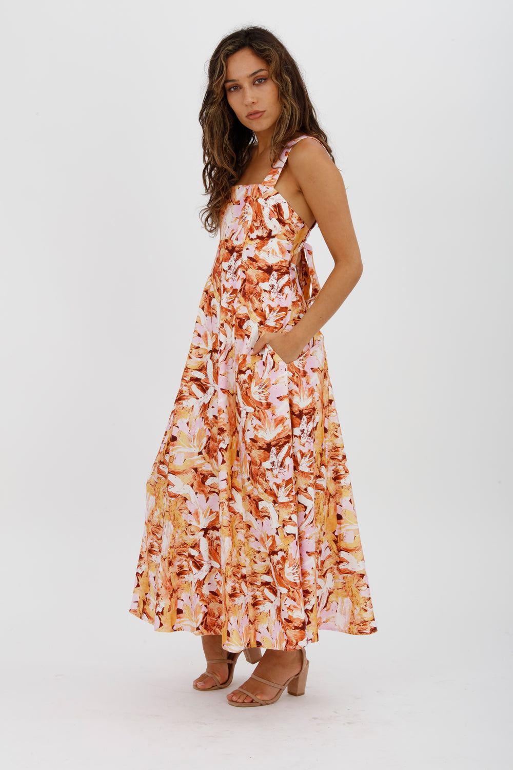 ACLER Withington Dress Midi Blush Print Size 8 - Miranda's