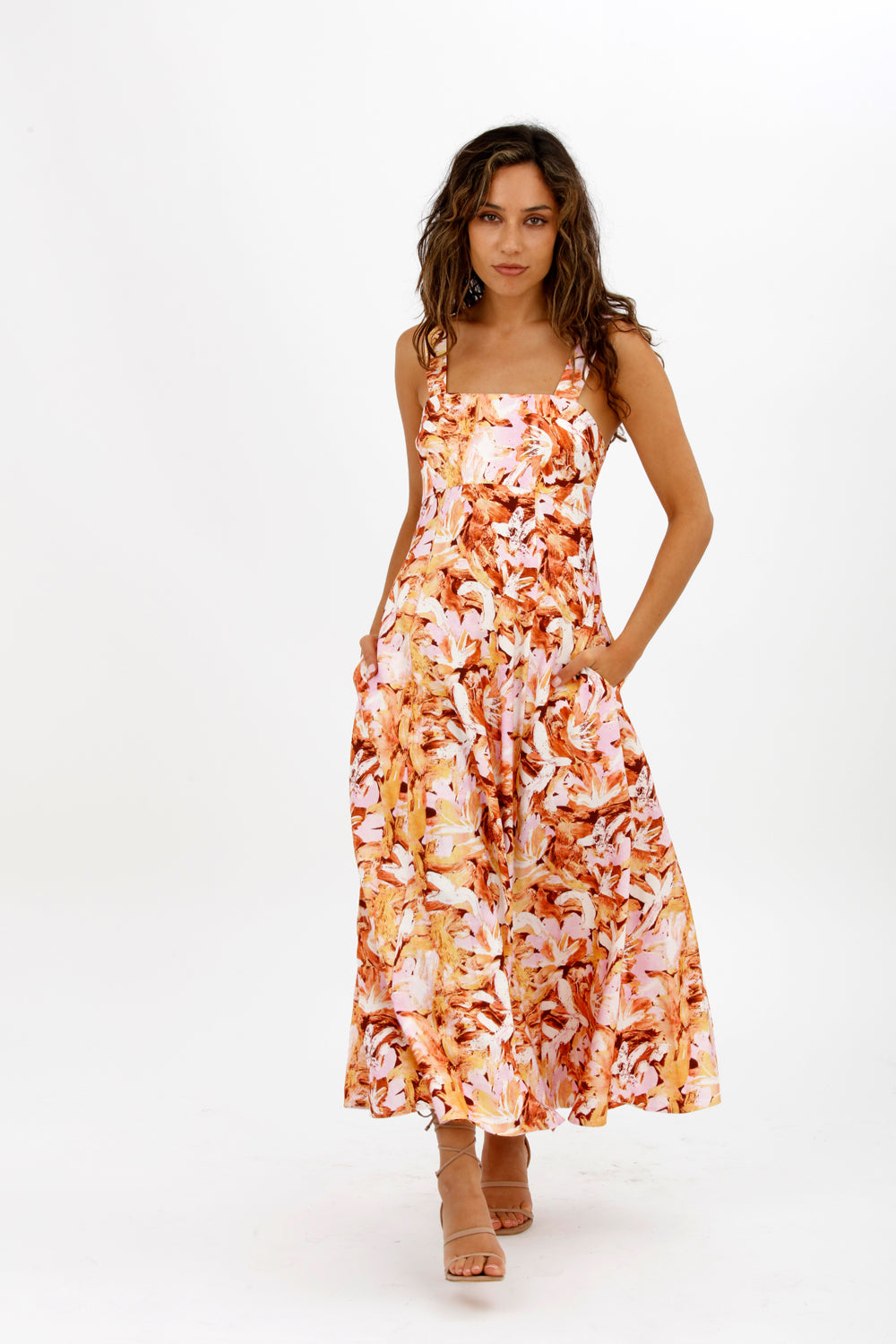 ACLER Withington Dress Midi Blush Print Size 8 - Miranda's