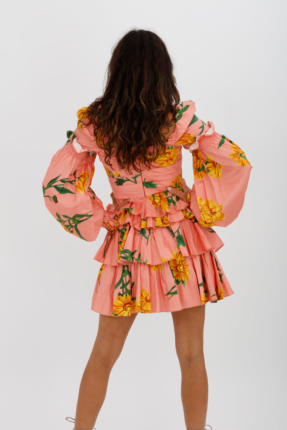LEO LIN Marguerite Rose Long Sleeve Mini Dress Rose Print Size AU 8 - Miranda's
