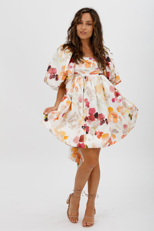 AJE Dassia Puff Sleeve Mini Dress Floral Print Size 10 - Miranda's