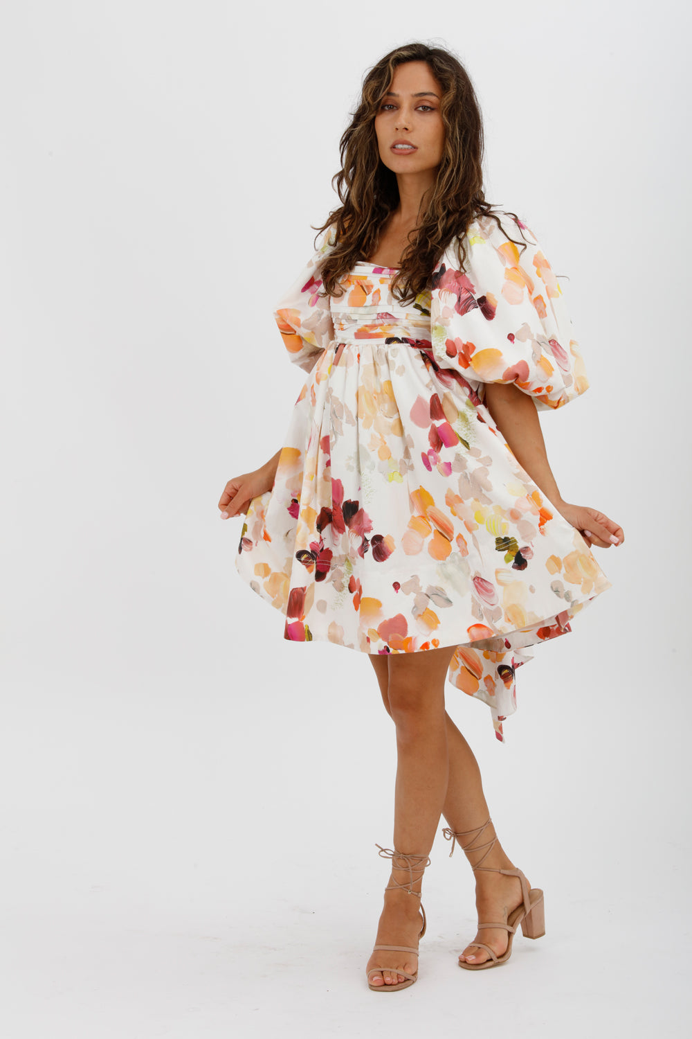 AJE Dassia Puff Sleeve Mini Dress Floral Print Size 10 - Miranda's