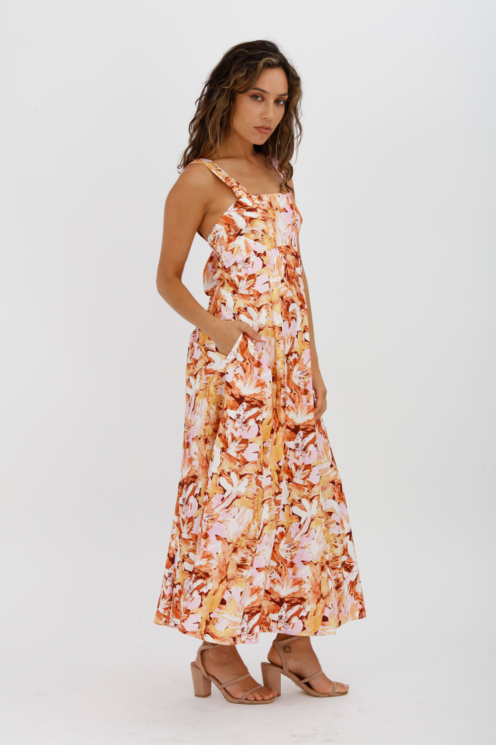 ACLER Withington Dress Midi Blush Print Size 8 - Miranda's