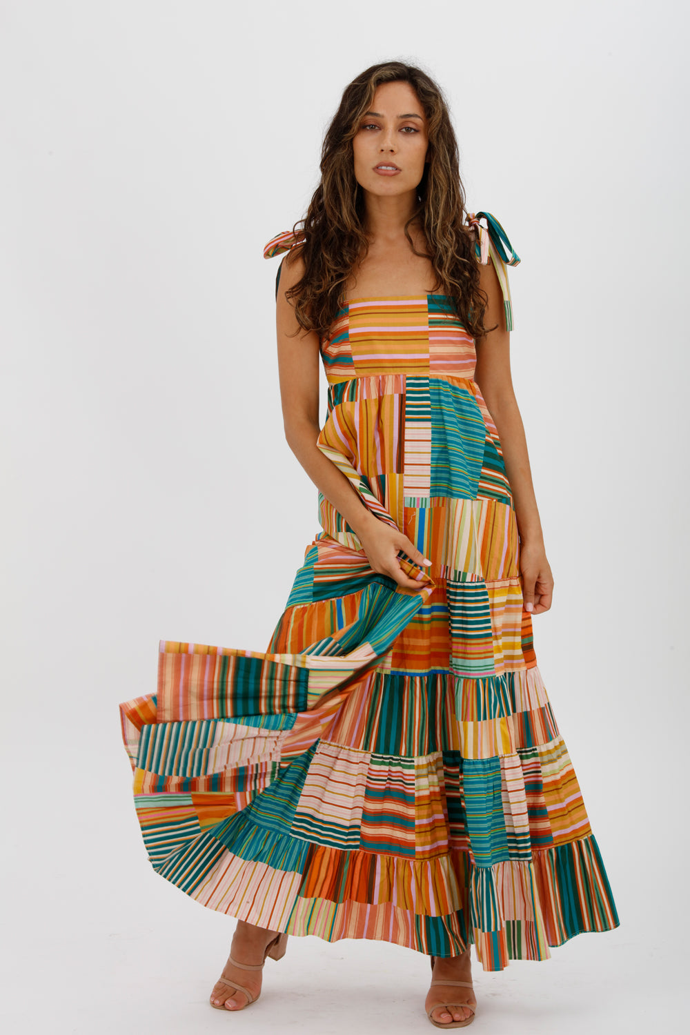 Alemais Sloane Tiered Midi Dress Multi Size 10 - Miranda's