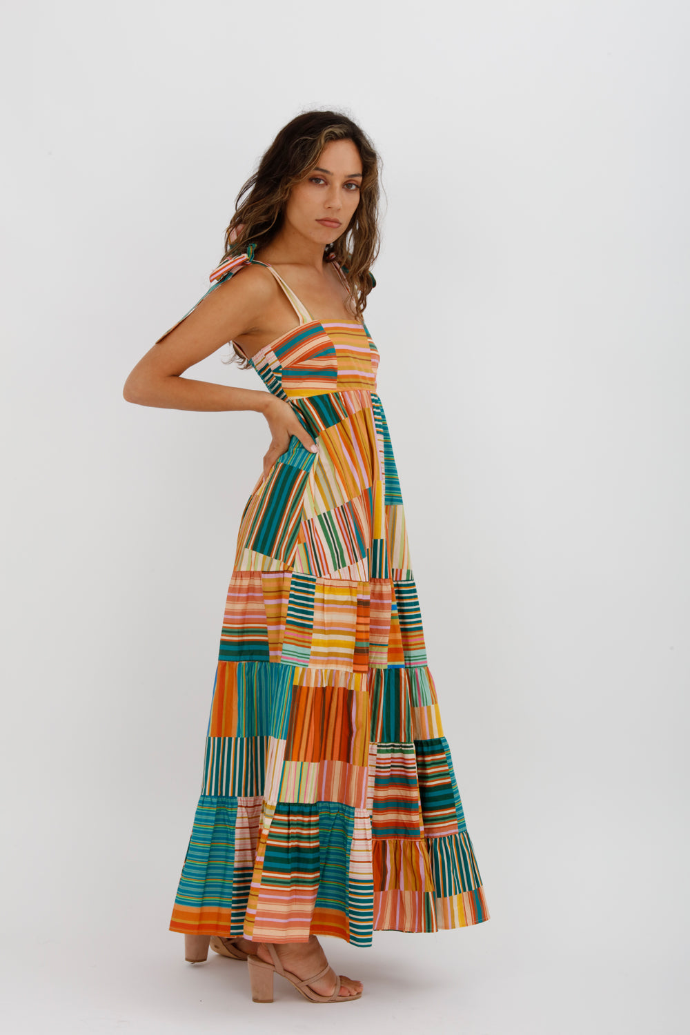 Alemais Sloane Tiered Midi Dress Multi Size 10 - Miranda's