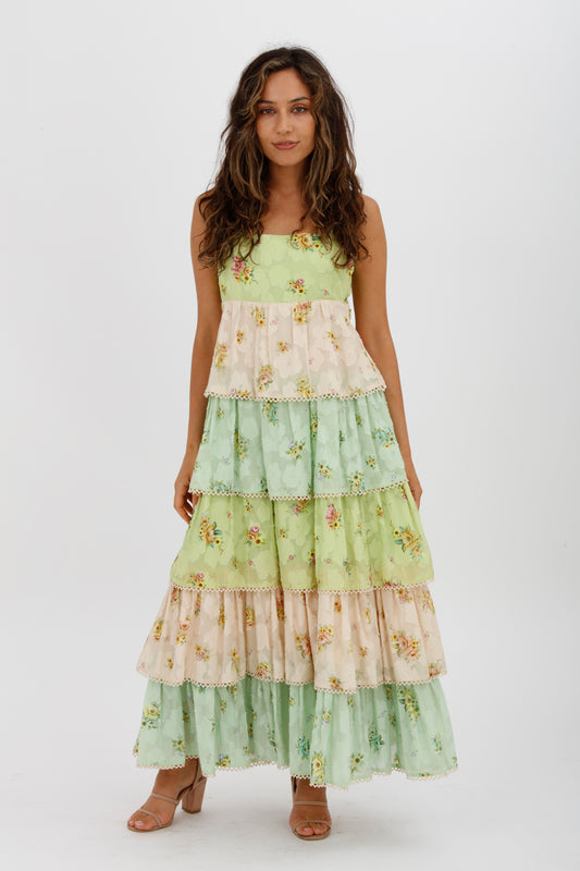 Alemais Clementine Tiered Maxi Dress Multi Floral Size 10 - Miranda's